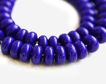 4mm Navy blue czech glass rondelle bead spacers, french blue rondels about 130pc - 2103