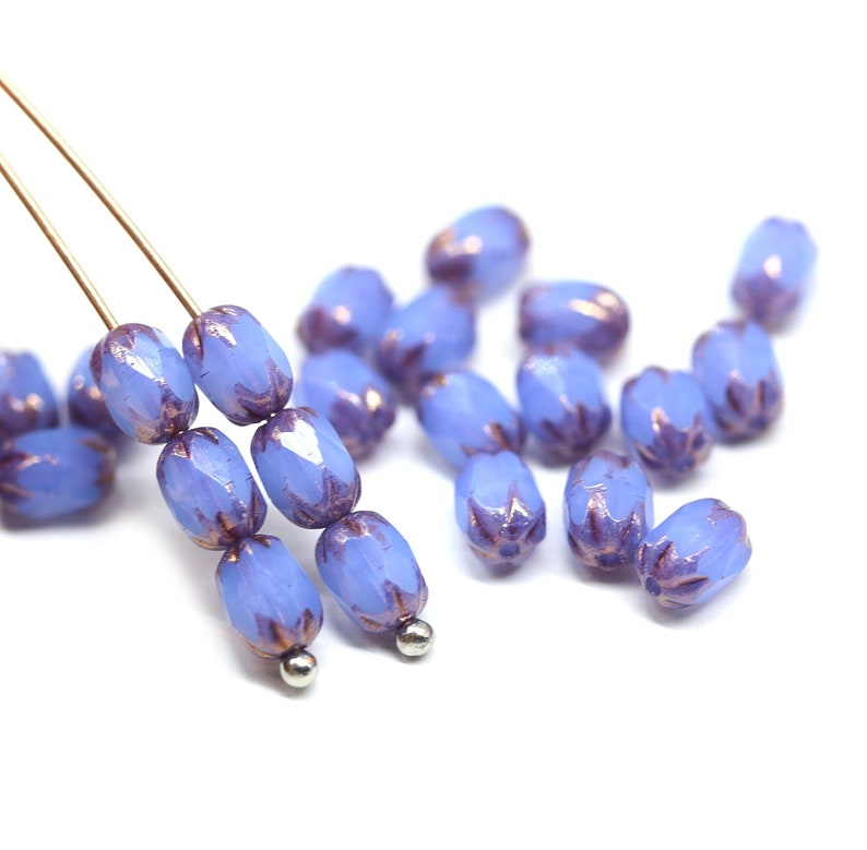 5x7mm czech glass top drilled pale blue drop beads for jewelry making 50pc Light blue purple teardrops 1813