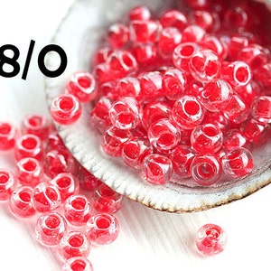 Red TOHO Seed Beads: Crystal Tomato Lined Size 8/0 (10gr)