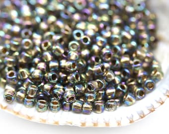 Toho 11/0 Seed Beads: Gold Lined Rainbow Black Diamond, 10g