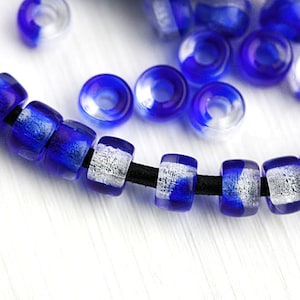 50pc Blue Pony beads Czech glass Roller 2mm large hole round spacer beads 6mm - 2587