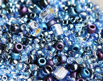 Blue Toho seed beads mix - Montana Blue - N 3204, rocailles blue glass beads - 10g - S241