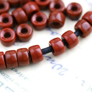 50 perline Pony, perline a rullo in vetro ceco marrone opaco, foro largo 2 mm, perline distanziatrici rotonde - 6 mm - 2578