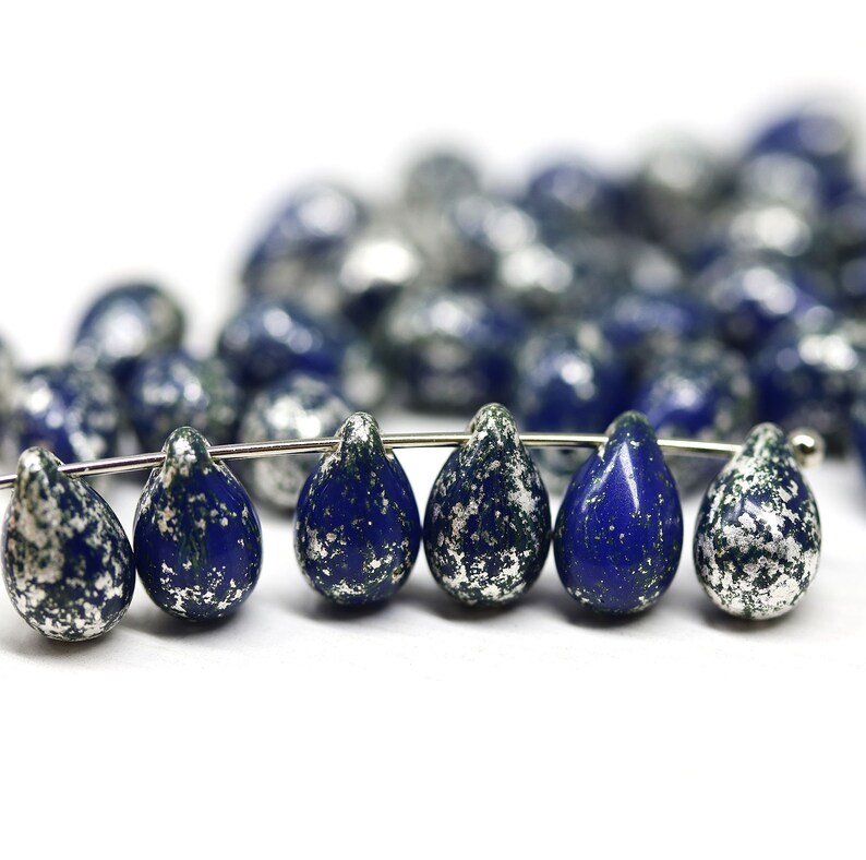 5x7mm czech glass top drilled pale blue drop beads for jewelry making 50pc Light blue purple teardrops 1813
