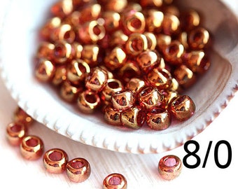 TOHO seed beads size 8/0, Gold Lustered Transparent Pink N 421, rocailles japanese glass beads 10g - S950