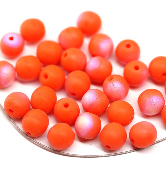 マットダークオレンジチェコガラスビーズ 6 mm AB仕上げ (30個) - Etsy