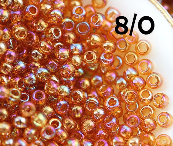 10g Size 8//0 Silver Lined Dark Topaz Toho Japanese Seed Beads 3.0 mm