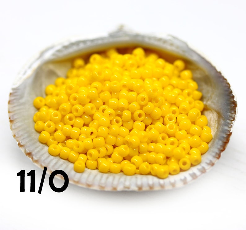 yellow round japanese glass rocailles 10g Yellow TOHO seed beads size 110 Opaque Sunshine N 42B S1175