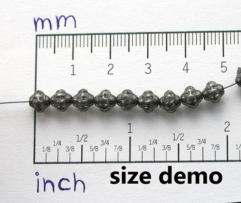 6mm Jet black fancy bicone czech glass beads, pressed 50Pc 1239 image 4