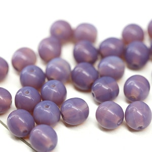 6mm Opal purple round druk beads Czech glass pressed spacers 30Pc 3982 image 1