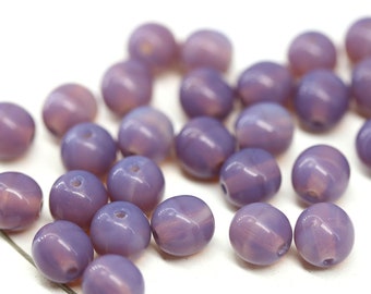 6mm Opal purple round druk beads Czech glass pressed spacers 30Pc - 3982