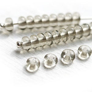 4mm Grey tiny rondels Czech rondelle beads Light gray glass spacers pressed beads 4x2mm - 0731