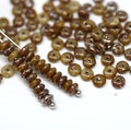 4mm Brown Rondelle Czech Glass Beads: Silver Wash Tiny Spacers (100pc) product logo