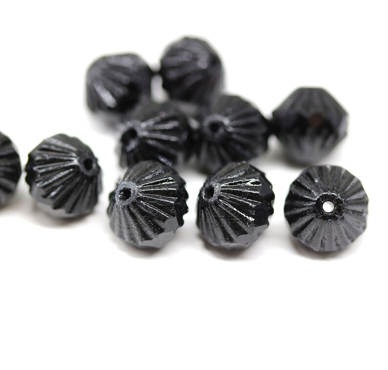 9mm Black czech glass bicone fire polished beads 10Pc 5636 image 2