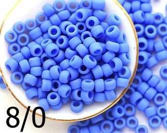 Blue seed beads, Toho size 8/0, Opaque Frosted Periwinkle, N 48LF, japanese glass rocailles - 10g - S1119