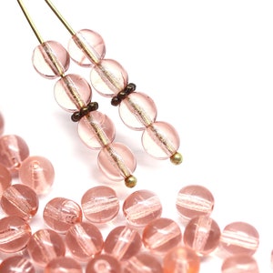 Light Pink Czech Glass Beads: 6mm Round Druk Beads (40pc)