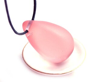 18x29mm Matte Pink glass briolette, czech glass drop bead, light pink Teardrop - 1Pc - 1960