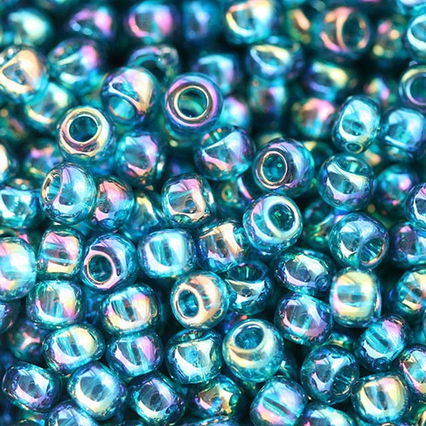 Dark blue seed beads, Toho size 11/0, Transparent Rainbow Teal N 167BD, japanese rocailles 10g - S120