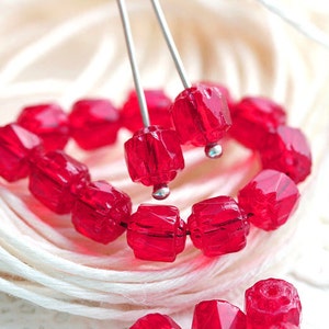 Red Cathedral Czech Glass Beads: 6mm Round, Fire Polished (20Pc)