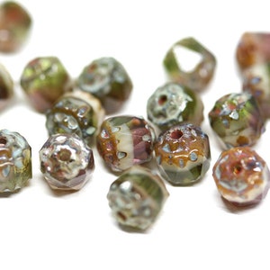 6mm Cathedral czech glass beads Mixed purple green color Picasso fire polished round beads 20pc 0647 image 2