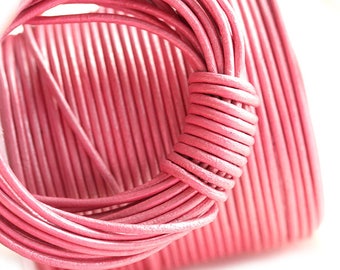 1.5mm Pink Round Leather cord - 10 feet, LC074