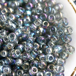 Grey TOHO seed beads size 11/0 Transparent Rainbow Grey 176B, rocailles round glass beads - 10g - S972