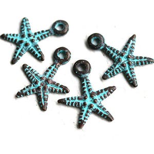 Kupfer Seestern Charme Verdigris grüne Patina griechischen Metall Seestern Perle nautischen Strand Schmuck machen - 18 mm - 4Pc - F005