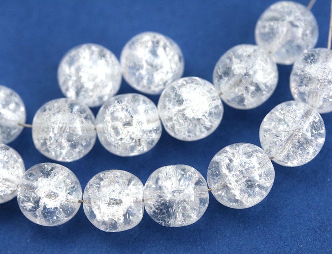 10mm Crystal Clear Crackle Beads Czech Glass Round Ball Beads 15pc 2555 ...