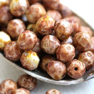 6mm Rustic brown czech glass beads Picasso fire polished spacers 25Pc 0657 image 2