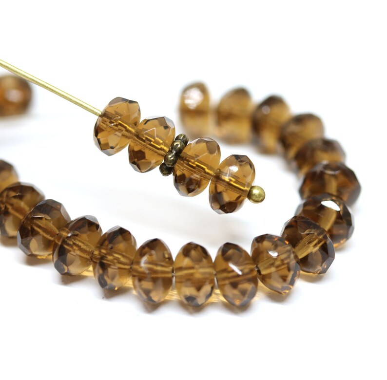 thumbnail image 2 of 50 Smoky Topaz Frosted Czech Glass Round Beads – 6mm – Spacer Beads 2 of 2