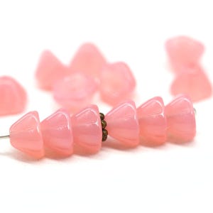6x8mm Opal pink czech glass bell flower cups small floral beads 15Pc - 5968
