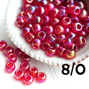 Red Rainbow TOHO Seed Beads: Japanese Rocaille Beads 8/0 (10g)