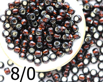 TOHO Dark Brown Seed beads size 8/0 Silver Lined Root Beer N 25 japanese glass rocailles - 10g - S1121