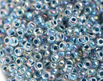 Blue TOHO seed beads size 11/0 Inside Color Rainbow Crystal Capri Lined N 782, rocailles blue glass beads - 10g - S573