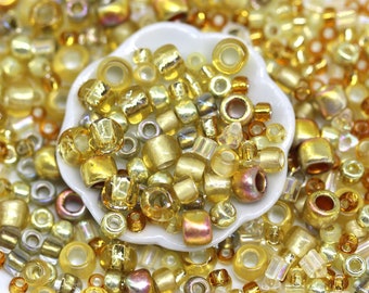 Golden seed beads mix TOHO beads mix Kintaro Gold Mix 3206, seed glass beads 10g - S217