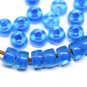 9mm Blue pony beads Second Quality Czech glass roller beads 3mm hole round spacer beads, 20pc - 3572