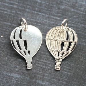 Sterling Silver Hot Air Balloon charm 925 Silver balloon pendant with open ring, travel charm - 1pc - F436