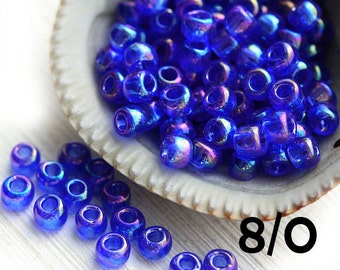 Blue seed beads TOHO size 8/0, Trans Rainbow Sapphire N 178, rocailles, japanese glass beads - 10g - S709