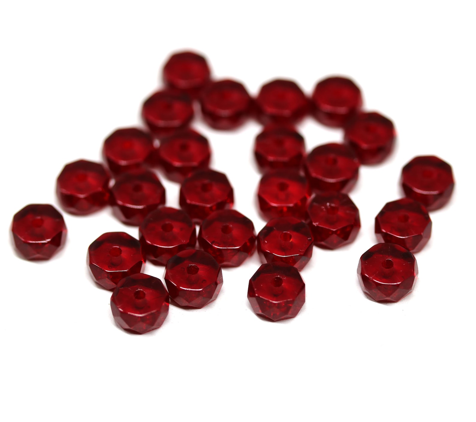 6x3mm Dark Red Fire Polished Rondelle Beads, Czech Glass Rondels ...