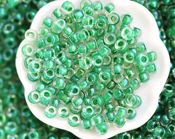 Emerald Green Seed beads Toho size 11/0 Inside Color Crystal Shamrock Lined  N 187 japanese glass rocailles - 10g - S525