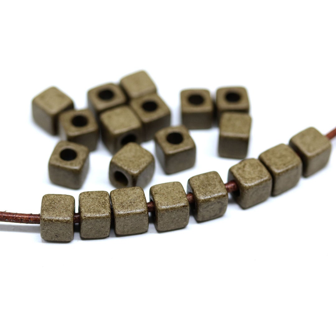 5mm Brown Ceramic Cube Beads for Leather Cord 2mm Hole Square Etsy