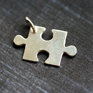 Silver puzzle charm 925 Sterling silver puzzle piece pendant for jewelry making - 19mm - 1pc - F372