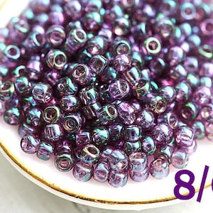 Purple Seed beads Toho size 8/0 Gold Lustered Hydrangea N 206 amethyst lilac rocailles - 10g - S719