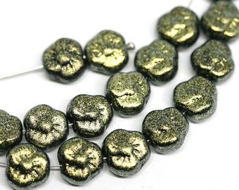 Cuentas de cristal checo en forma de flor de oro negro: Cuentas de margarita metálicas (9 mm, 20 unidades)