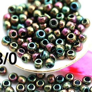 TOHO Seed beads, size 8/0, Higher Metallic Purple Green Iris, N 509, japanese seed beads - 10g - S877