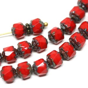 Opaque Red Cathedral Czech Glass Beads: Picasso Finish, 6mm (20Pc)