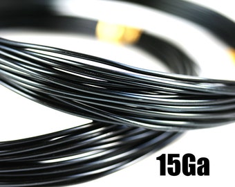 Czarny aluminiowy drut rzemieślniczy: 15 AWG, rolka 19 stóp