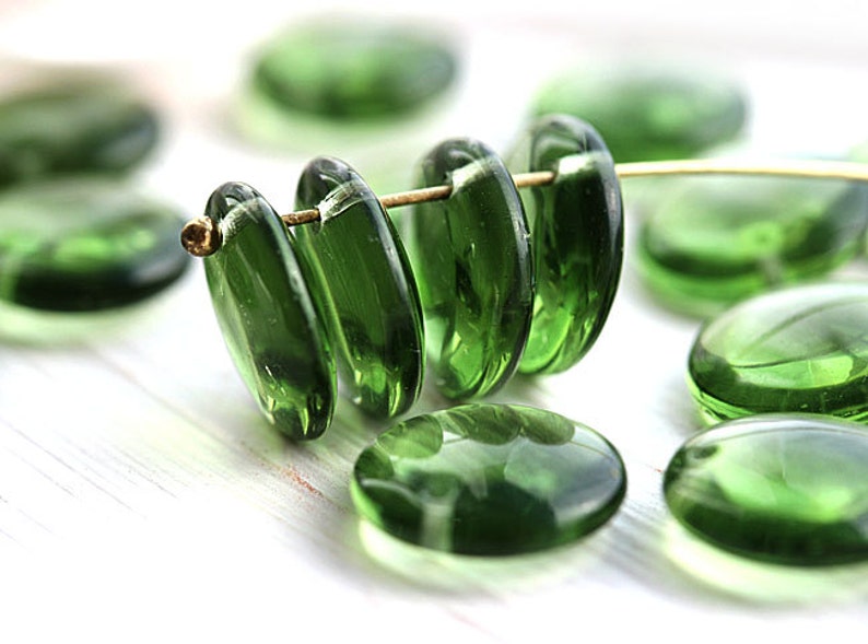 12mm Lentils lentil shape 2357 top drilled rondelles 20Pc Olive green czech glass beads glass beads Olivine beads