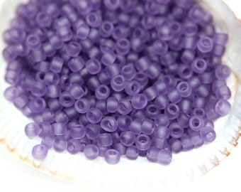 Matte Purple TOHO seed beads size 11/0, Transparent Frosted Sugar Plum N 19F, japanese glass beads 10g - S1068