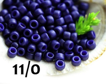 Dark blue seed beads, Toho rocailles size 11/0, Semi Glazed Navy Blue 2607F, beadweaving kumihimo 10g - S1144